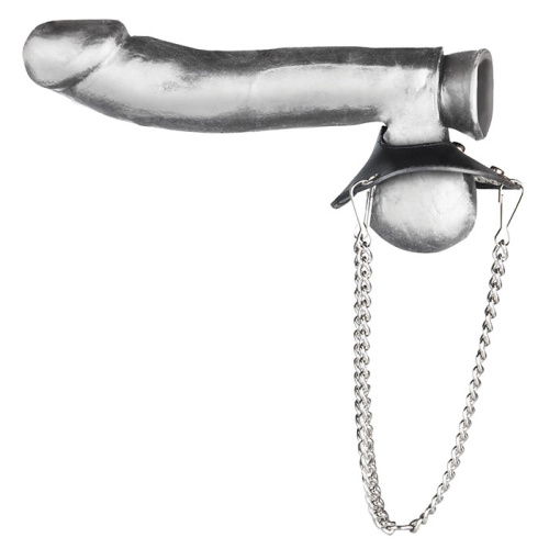 Утяжка для мошонки из искусственной кожи с цепочками PARACHUTE BALL STRETCHER фото 3