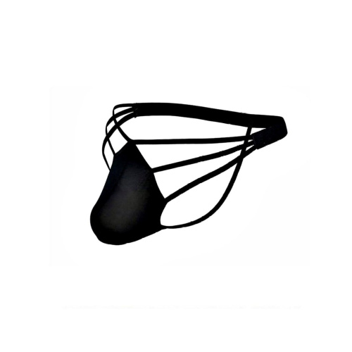 Черные сексуальные трусы-стринги на тонких бретелях фото 4