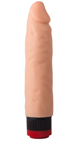 Телесный вибратор-реалистик со встроенным пультом управления - 16,5 см.