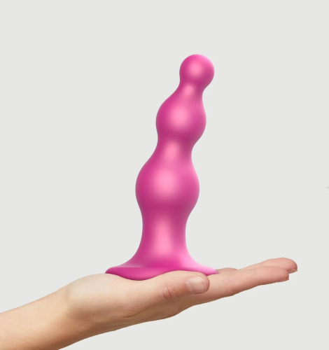 Розовый стимулятор-ёлочка Dildo Plug Beads Framboise Size M - 15 см. фото 3