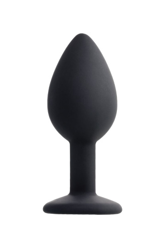 Черная анальная втулка с прозрачным стразом - 7,2 см. фото 3