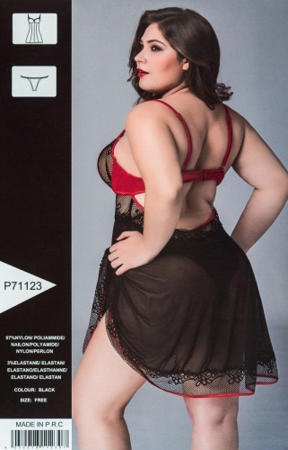 Полупрозрачная сорочка с контрастными стреп-лентами фото 2