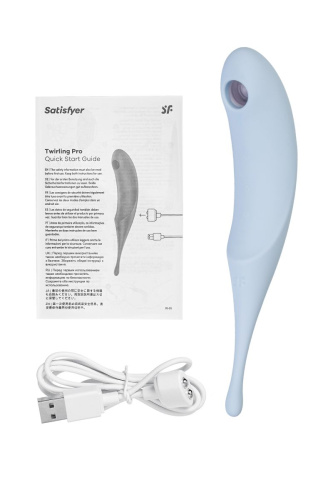 Голубой вакуум-волновой стимулятор клитора Satisfyer Twirling Pro фото 6