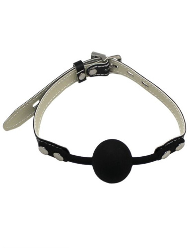 Черный силиконовый кляп с фиксацией и замочком фото 2