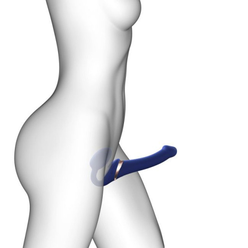 Синий безремневой страпон Multi Orgasm Size M с клиторальной стимуляцией фото 7