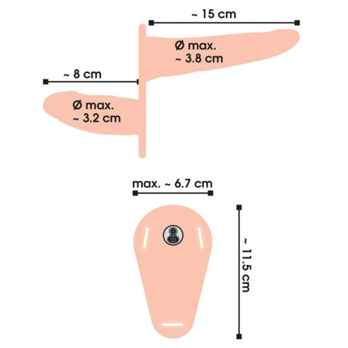 Телесный двойной вибрострапон с вибрацией Vibrating Double Strap-On - 15 см. фото 4