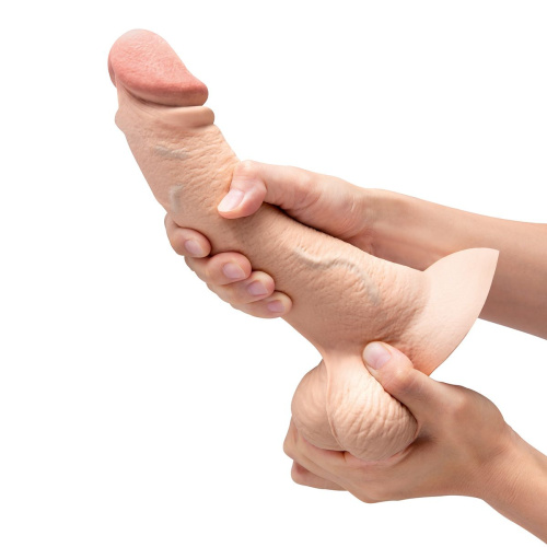 Телесный анальный фаллоимитатор Slipskin 9’’ Curved - 22 см. фото 6