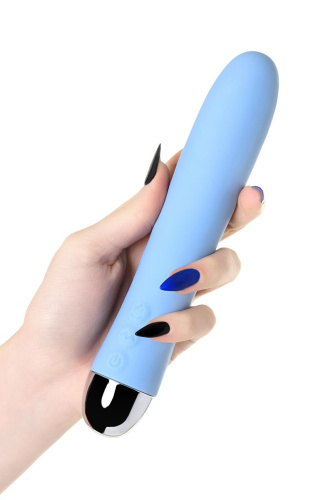 Голубой силиконовый вибратор с функцией нагрева и пульсирующими шариками FAHRENHEIT - 19 см. фото 6 Голубой силиконовый вибратор с функцией нагрева и пульсирующими шариками FAHRENHEIT - 19 см. фото 6