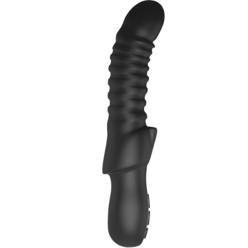 Черный изогнутый вибратор с ребрышками Typhon - 23 см. фото 3