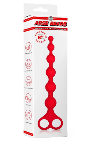 Красная анальная цепочка Ribbed Silicone Anal Beads - 26 см. фото 4