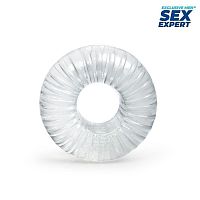 Прозрачное эрекционное кольцо с ребрышками