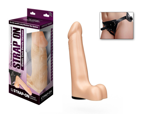 Реалистичный фаллоимитатор на трусиках с плугом - 18,5 см.