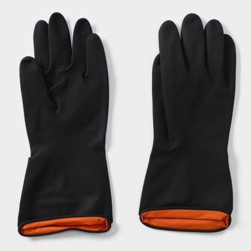 Черные хозяйственные латексные перчатки (размер L) фото 4