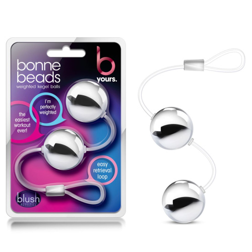 Серебристые вагинальные шарики B Yours Bonne Beads фото 3