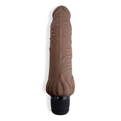 Коричневый вибратор с клиторальным выступом 7  Realistic Vibrator - 21,5 см. фото 2