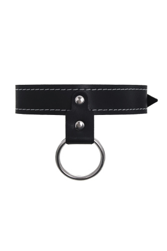 Черный узкий однослойный ошейник с серебристым поводком-цепочкой фото 4 Черный узкий однослойный ошейник с серебристым поводком-цепочкой фото 4