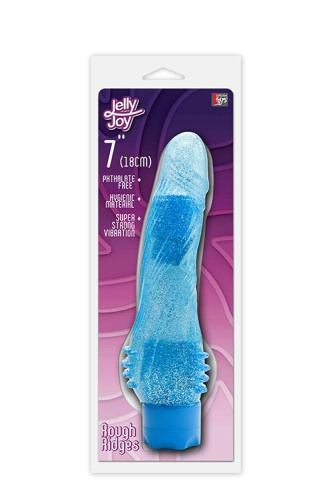 Голубой водонепроницаемый вибратор JELLY JOY ROUGH RIDGES MULTISPEED VIBE - 18 см. фото 2