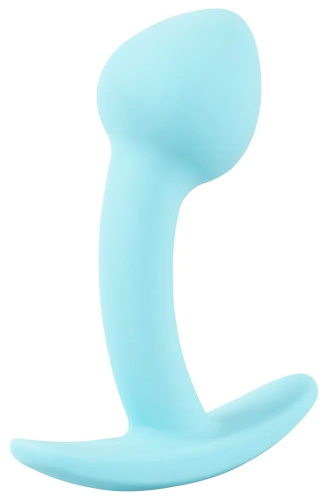 Голубая анальная втулка Mini Butt Plug - 7,1 см. фото 3
