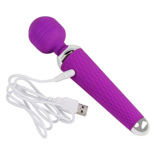 Фиолетовый wand-вибратор - 20 см. фото 4