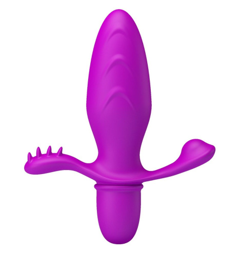 Лиловая анальная пробка с вибрацией Fitch - 13,3 см.