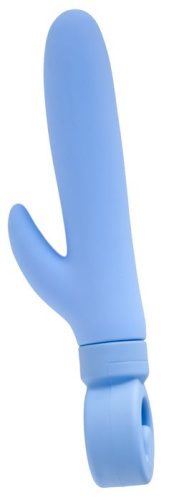 Голубой вибратор с клиторальным стимулятором - 23 см. фото 2