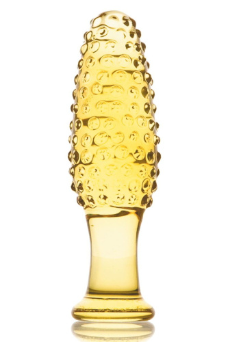 Стеклянная анально-вагинальная пробка с выпуклыми точками - 13 см. Стеклянная анально-вагинальная пробка с выпуклыми точками - 13 см.