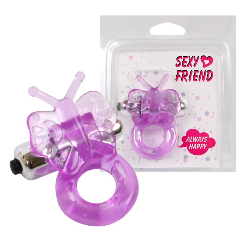 Фиолетовое эрекционное виброкольцо-бабочка фото 2