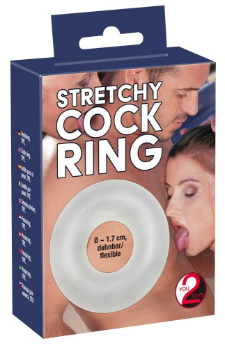 Прозрачное гладкое кольцо Stretchy Cockring фото 2