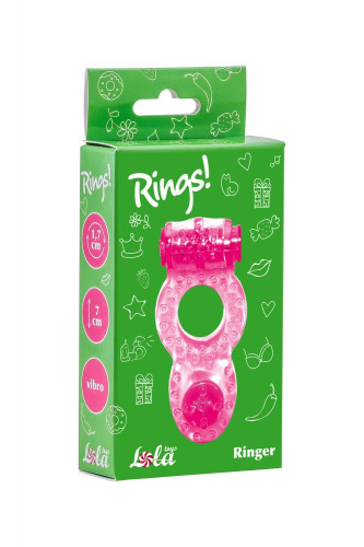 Розовое эрекционное кольцо с вибрацией Rings Ringer фото 2