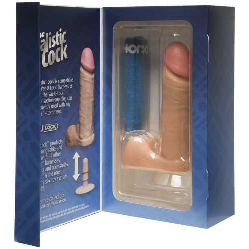 Фаллоимитатор на присоске The Realistic Cock 6” with Removable Vac-U-Lock Suction Cup - 17,3 см. фото 4