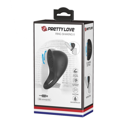 Черное эрекционное кольцо Ring Shaking II фото 2
