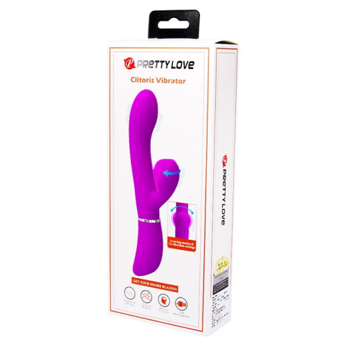 Лиловый вибратор-кролик с подвижной клиторальной щеточкой Clitoris Vibrator - 20,8 см. фото 6