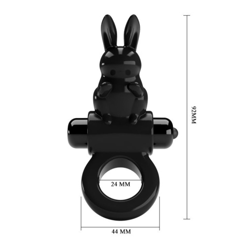 Черное эрекционное кольцо со стимулятором клитора в виде кролика Exciting ring фото 5
