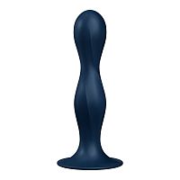 Темно-синий фаллоимитатор Double Ball-R - 17,8 см.