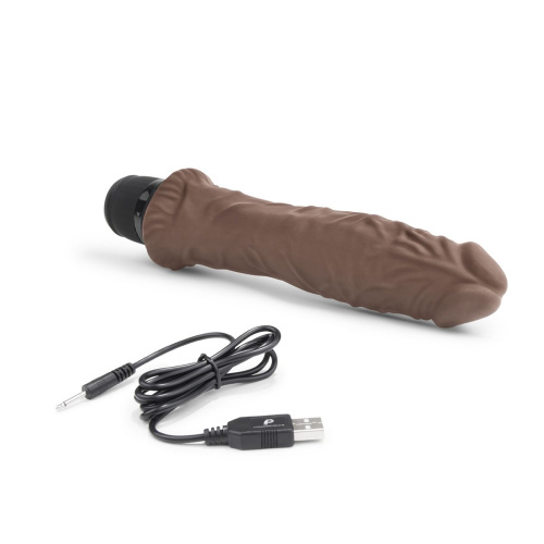 Коричневый вибратор-реалистик 8  Girthy Realistic Vibrator - 24,5 см. фото 4