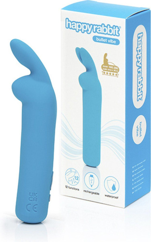 Голубая вибропуля с ушками Rechargeable Rabbit Ears Bullet Vibrator фото 3