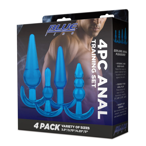 Тренировочный набор из 4 голубых анальных плагов Anal Training Set фото 4