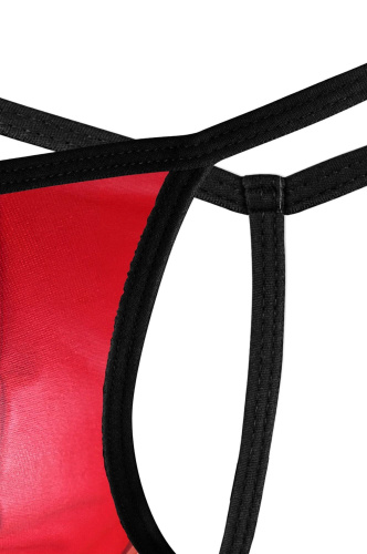 Красные трусы-стринги с черной окантовкой фото 6