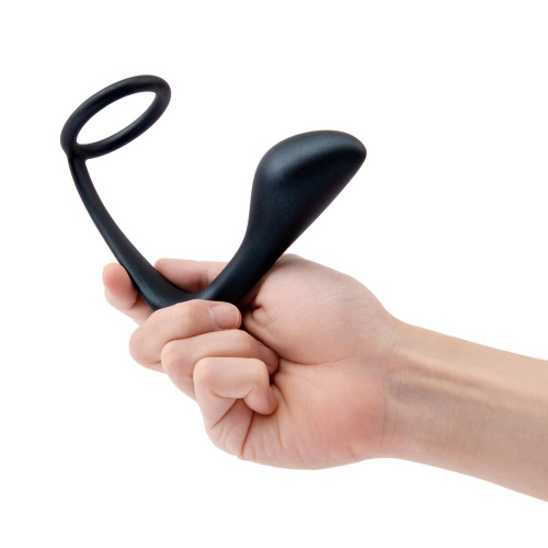 Черное эрекционное кольцо со стимулятором простаты Ringer Cock Ring & Plug фото 5