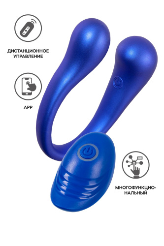 Синий многофункциональный вибратор Etern с пультом ДУ фото 2