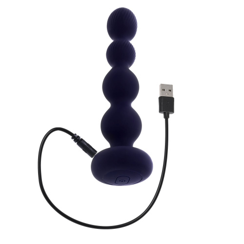 Фиолетовые анальные бусы с вибрацией и вращением Pleasure Orbit - 17,8 см. фото 4