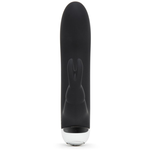 Черный вибратор с клиторальным отростком Greedy Girl Mini Rabbit Vibrator - 14 см. фото 2