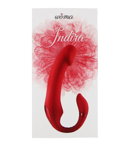 Красный вибратор Indira c гибким стимулятором клитора и нагревом - 18 см. фото 6