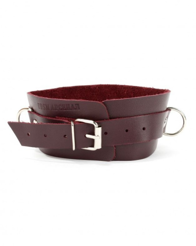 Бордовый широкий ошейник с кольцом Maroon Collar фото 4