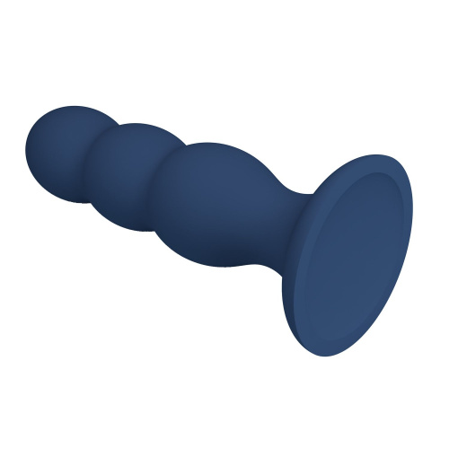 Синяя анальная пробка со смещенным центром тяжести - 16,5 см. фото 4