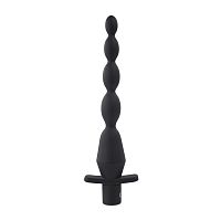 Черная анальная елочка с вибрацией Vibrating Butt Beads - 22 см.