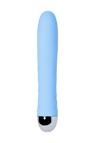 Голубой силиконовый вибратор с функцией нагрева и пульсирующими шариками FAHRENHEIT - 19 см. фото 4
