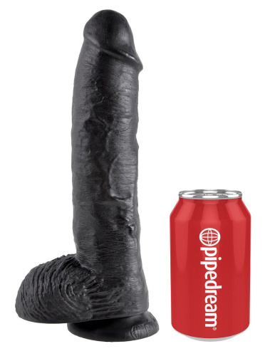 Реалистичный чёрный фаллоимитатор-гигант 10  Cock with Balls - 25,4 см. фото 3