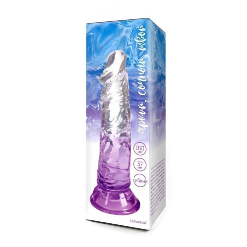 Фиолетовый гибкий фаллоимитатор - 18,5 см. фото 3