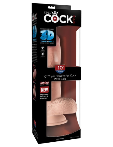 Телесный фаллоимитатор на присоске 10  Triple Density Fat Cock with Balls - 27,9 см. фото 2